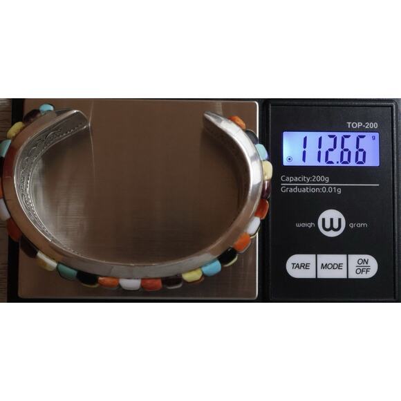 Navajo Ray Adakai 925 Multi-stone Cobblestone Mosaic Inaly Cuff 112.66G / 7.5in - Picture 9 of 9